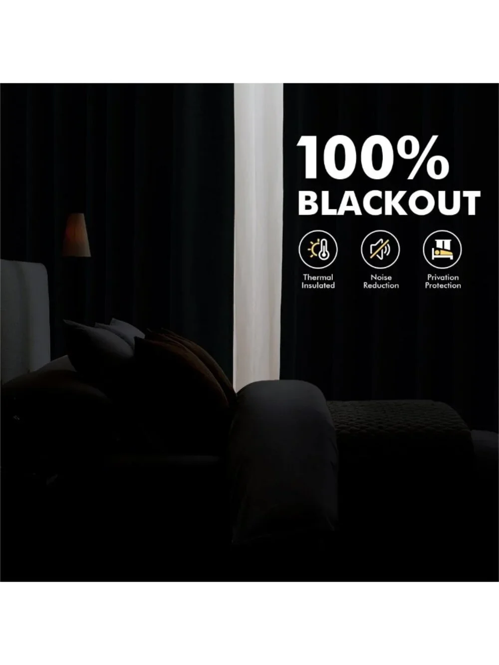 100% Blackout Linen Curtains - 42x84 Inch Ivory, Thermal Insulated Room
